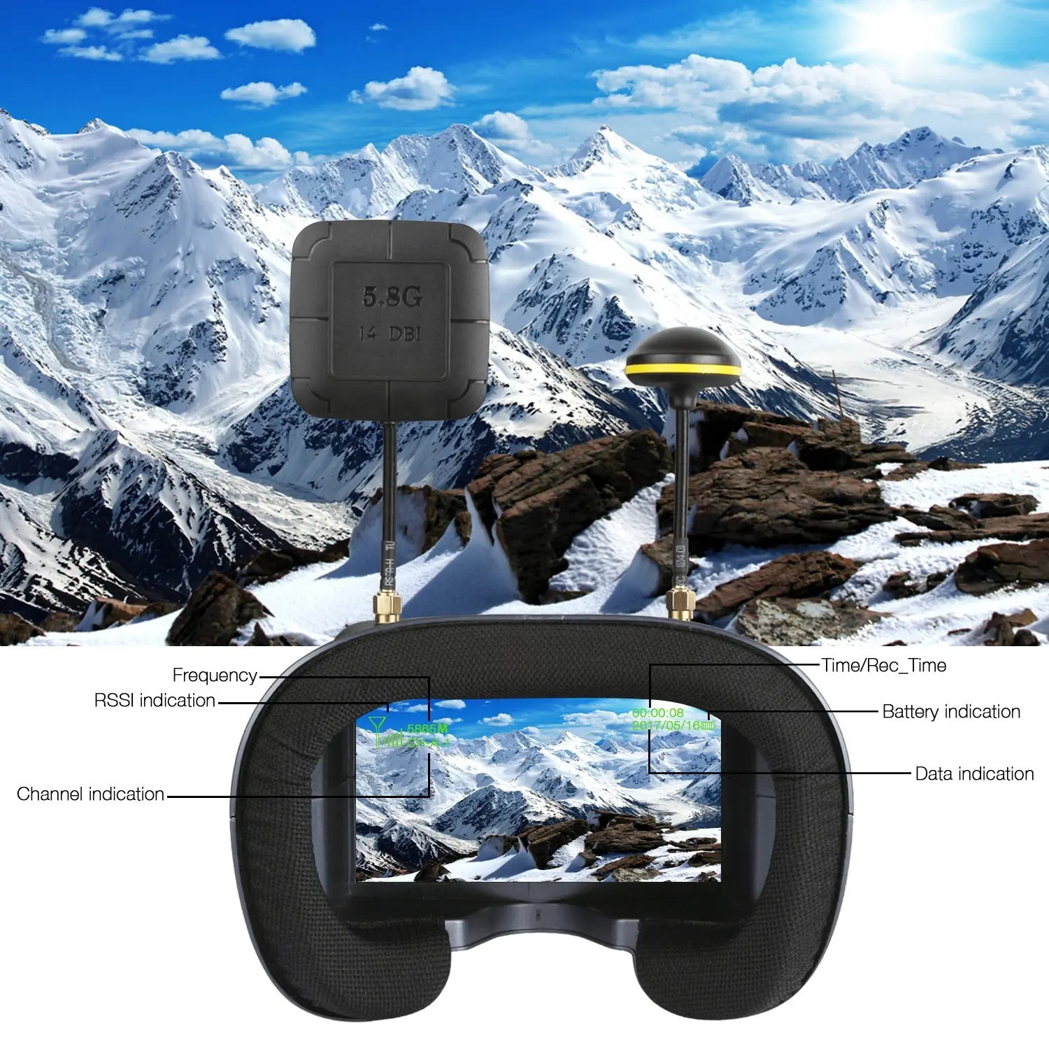 5.8G 40CH 4.3 Inch 800*480 Vid - Fpv Goggles Headset ulasan dan harga