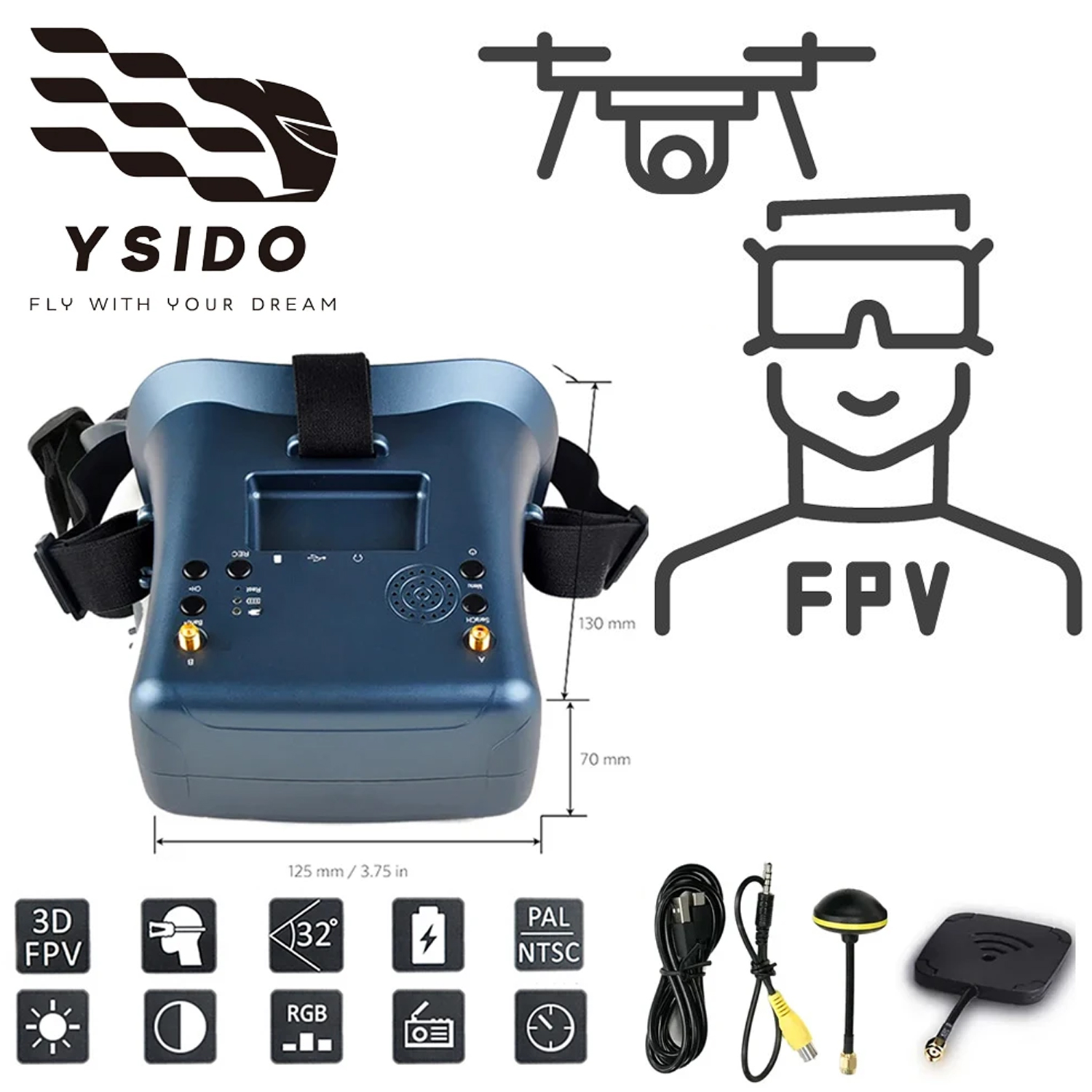 FPV Goggles 008D 5.8G 40CH 4.3 - Fpv Goggles Headset ulasan dan harga